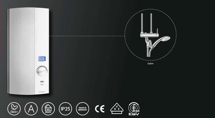 Produktbild AEG Haustechnik DDLE LCD 18/21/24 kW Elektronischer Durchlauferhitzer, gradgenaue Temperaturwahl mit LC-Display