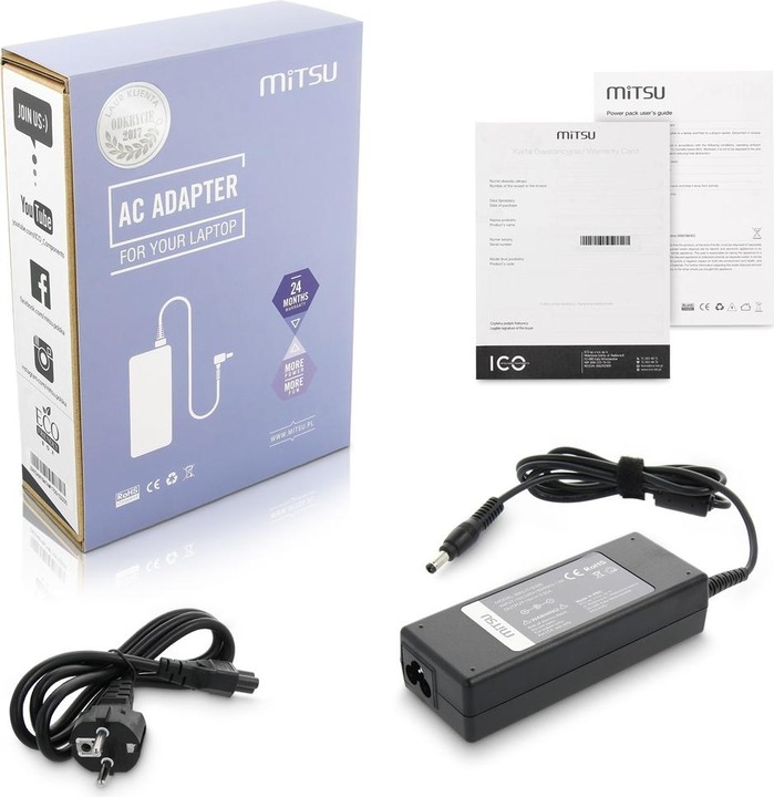 Produktbild Mitsu notebook charger 19v 3.95a 5.5x2.5 - toshiba compaq hp asus (75 W)