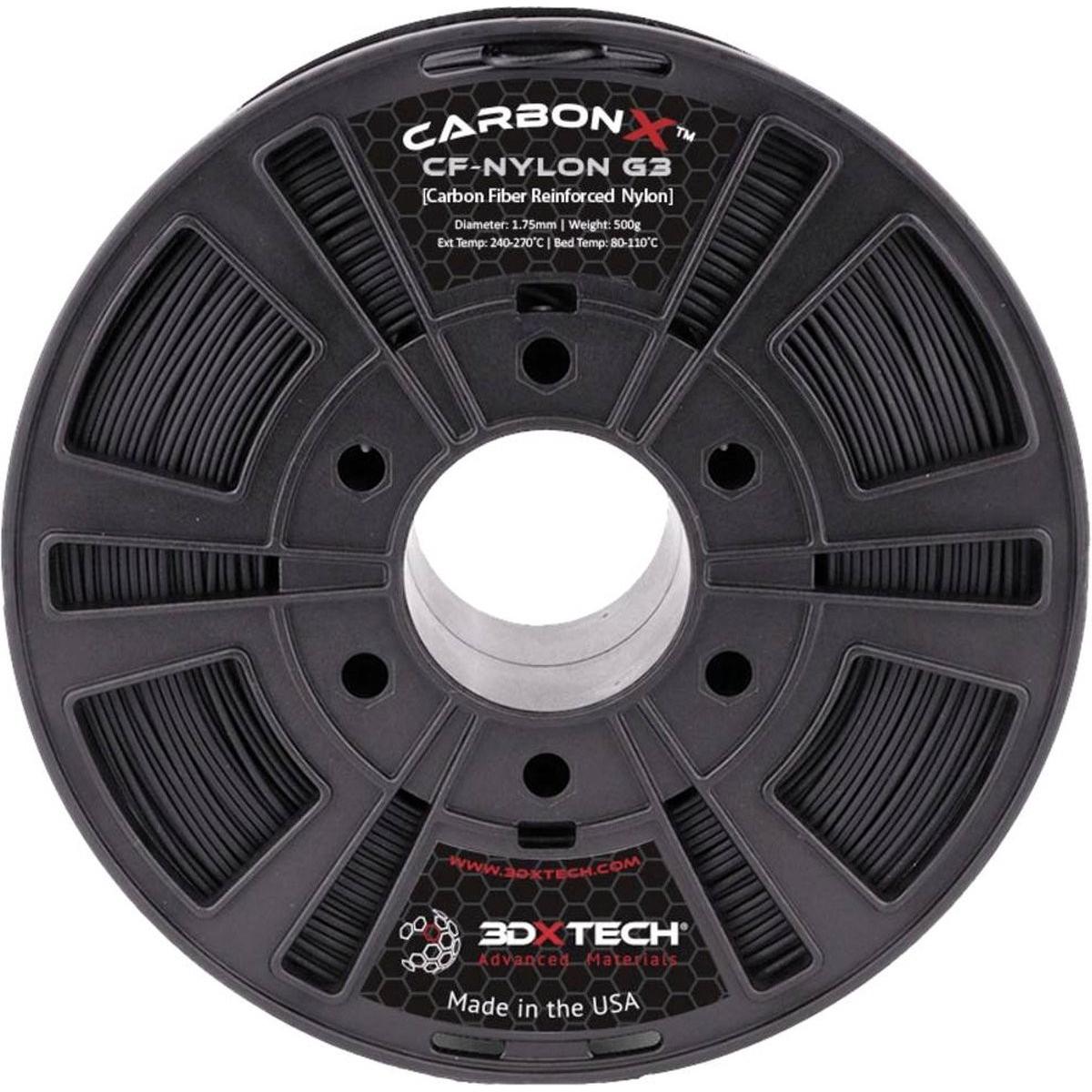 3D Xtech 3DXTech CarbonX CF PA Poliammide (Nylon, 1.75 mm, 500 g, Nero), Filamenti stampa 3D, Nero