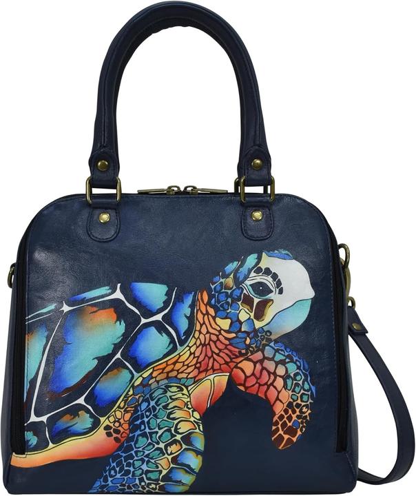 Actual product image Anna Handpainted Genuine Leather Shoulder Bag
