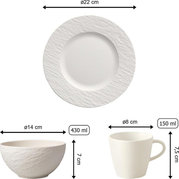 Image du produit Villeroy & Boch Set petit déjeuner 6pcs EC Manufacture Rock blanc (6 pièce(s))
