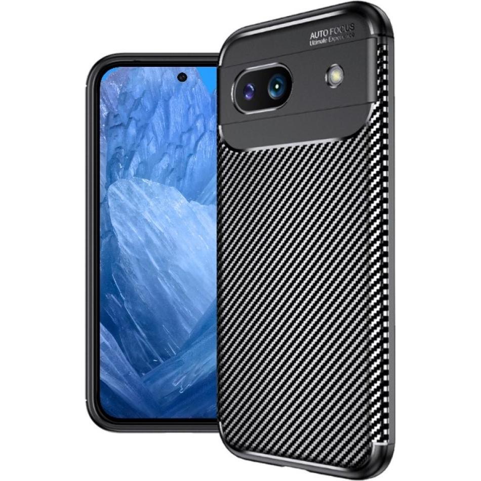 Screenguard Google Pixel 8a Hülle Carbon Design TPU Case (Google Pixel 8), Smartphone Hülle, Schwarz