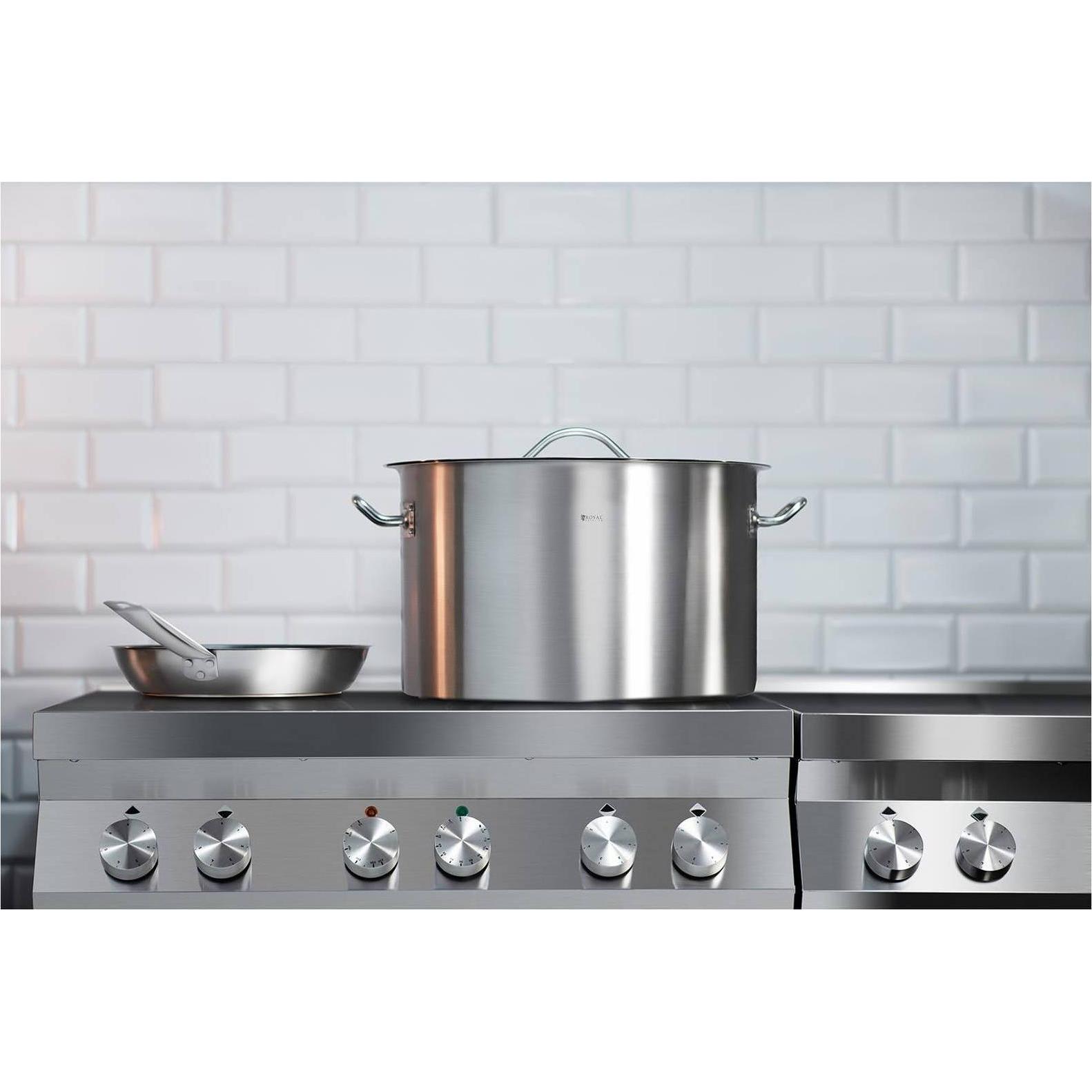 Thumbnail - Royal Catering Kochtopf Induktion 31 Liter Kochtopf + Deckel Suppentopf Rostfrei Topf Eintopf, Pfanne + Kochtopf, Silber