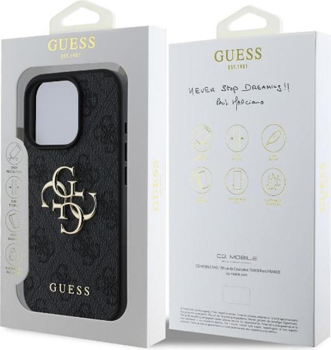 Actual product image Guess GUHCP16L4GMGGR iPhone 16 Pro 6.3" czarny/black hardcase 4G Big Logo (Apple iPhone 16 Pro)