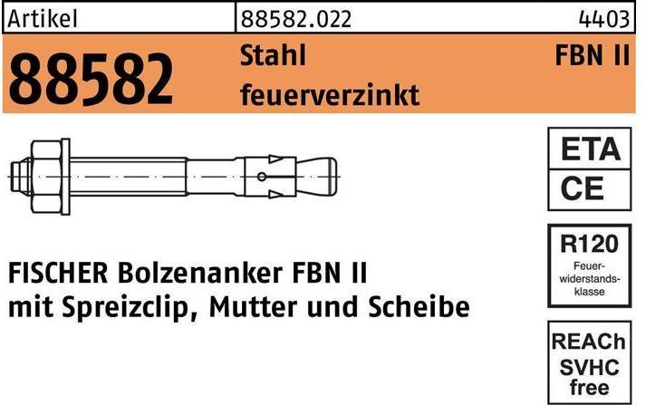 Actual product image Fischer Wedge anchor R 88582 FBN II 8/ 50 steel hot-dip galvanised hot-dip galvanised (50 pcs.)