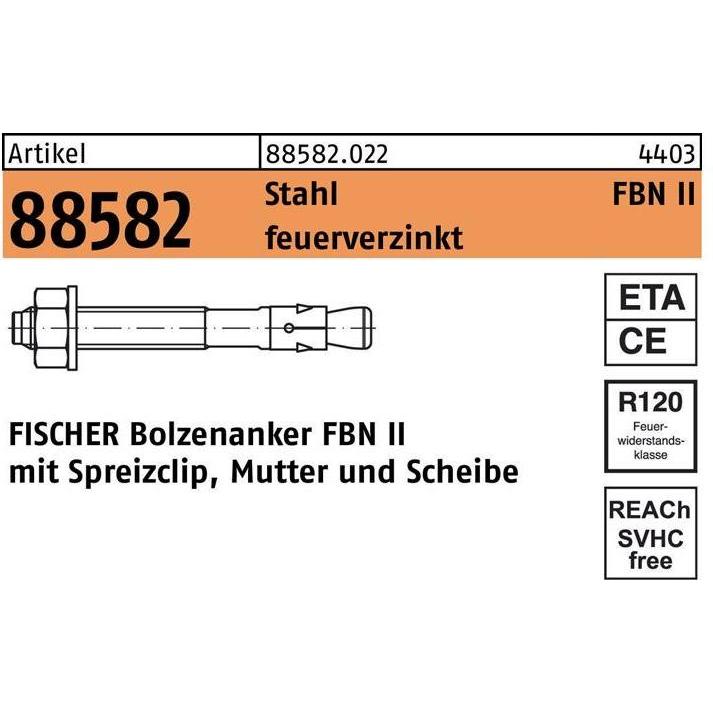 Thumbnail - Fischer, Dübel, Bolzenanker FBN II 8/10 fvz (50 Stk.)