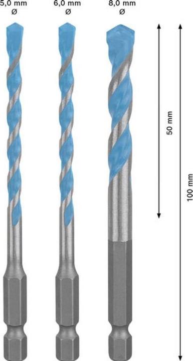 Produktbild Bosch Professional Zubehör EXPERT HEX-9 Multi Construction Bohrer-Set, 5/6/8 mm, 3-tlg. (5 Millimeter, 6 Millimeter, 8 Millimeter)