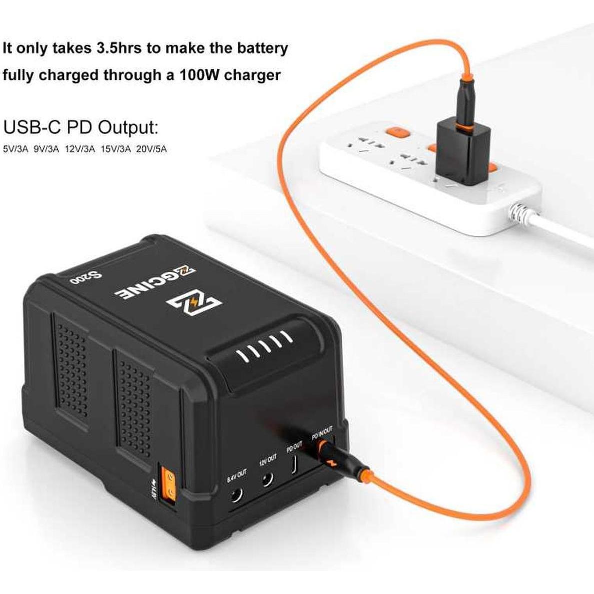 ZGCine V-Mount Battery 200WH S-Series (ZG-S200) (27ZGS200000000) (Batteria della fotocamera), Alimentatore fotocamera, Nero