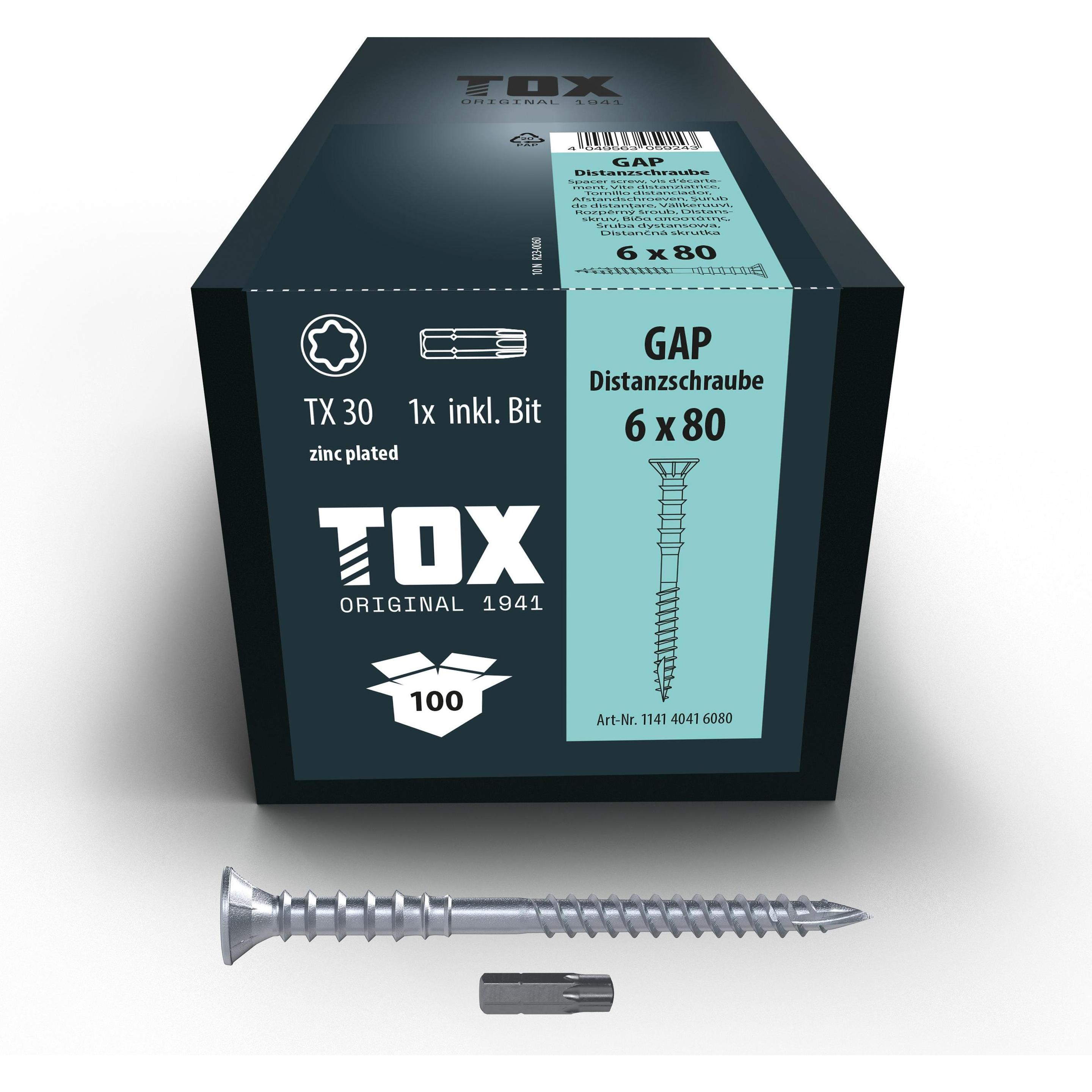 Tox, Schrauben, GAP 6,0 x 80 (100 Stk.) (100 Schrauben pro Stück)