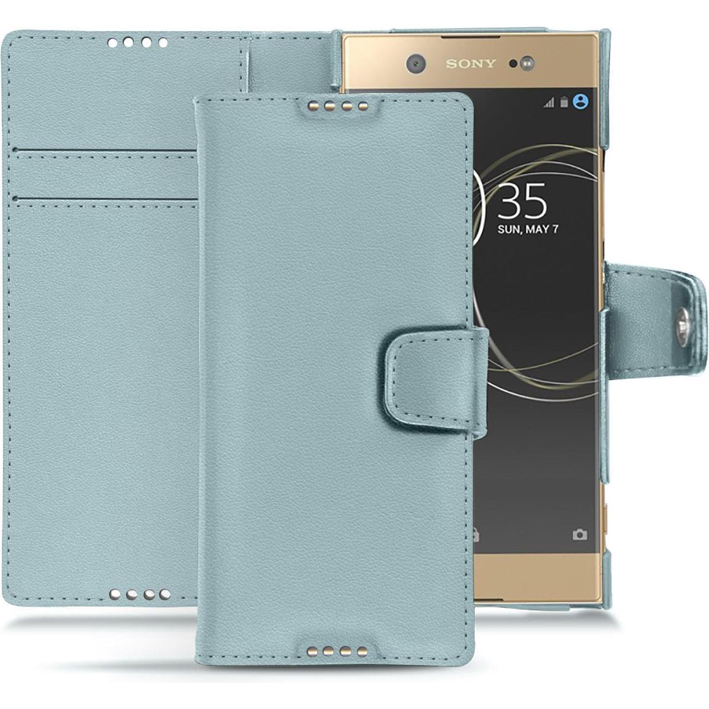 Noreve Lederschutzhülle Wallet (Sony Xperia XA1 Ultra), Smartphone Hülle, Blau