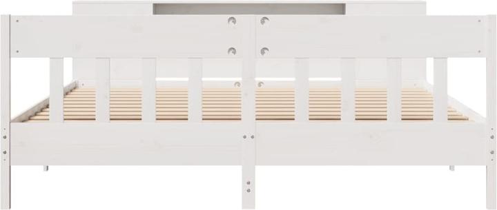 Produktbild vidaXL Massivholzbett Holzbett Bett mit Regal ohne Matratze Weiss 180x200cm (180 x 200 cm)