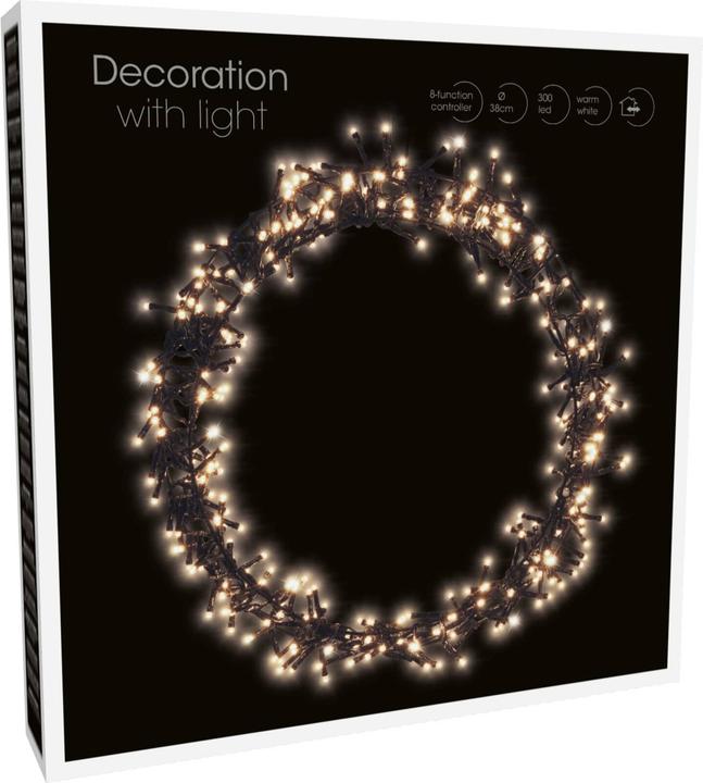 Produktbild Koopman LED-Kranz, Ø 38cm, IP44, warmweiss, Batteriebetrieben, 8 Funktionen