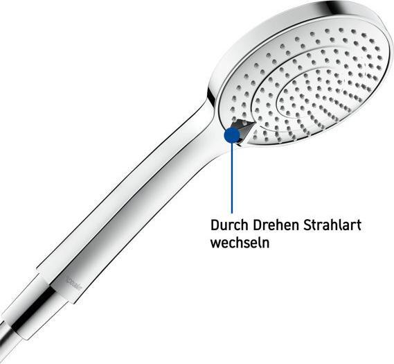 Produktbild Duravit Handbrause 3jet 110 MinusFlow, Strahlart Rain/Soft Rain/Intense Rain, UV65201 (3 Strahlarten, 9.50 l/min)
