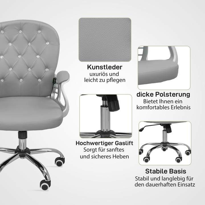 Actual product image Vinsetto Bürostuhl Polyester, Stahl Hellgrau (49 - 58 cm)