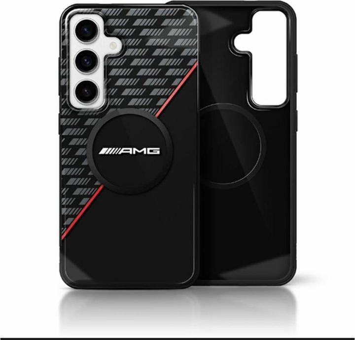 Actual product image Mercedes AMG Double Layer Rhombs MagSafe Case for Samsung Galaxy S25 - Black/Red (Samsung Galaxy S25)