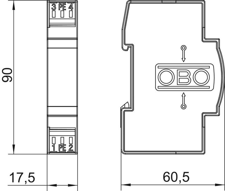 Actual product image OBO Bettermann Lightning barrier with decoupling resistor 5098522