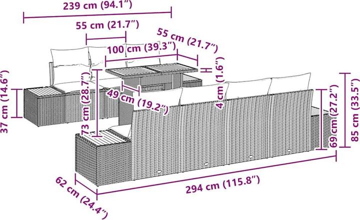 Produktbild vidaXL Garten Sofa Set (100 x 55 x 73 cm)