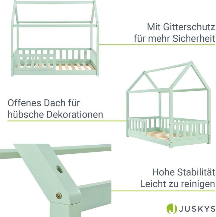 Image du produit Juskys Kinderbett Marli 80x160cm - Mint (80 x 160 cm)