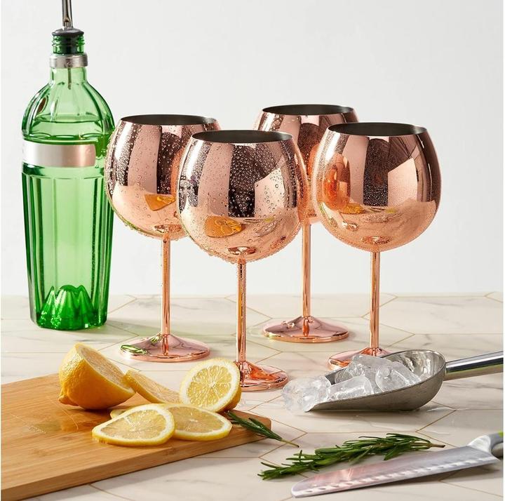 Produktbild Oak & Steel Edelstahl Gin Gläser Rosegold 4er Set (7 dl, 4 x, Gin Gläser)