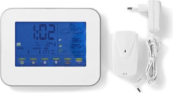 Actual product image Nedis Weather Station - Wireless Sensor - Alarm Clock - Weather Forecast Indoor and Outdoor - Slim and