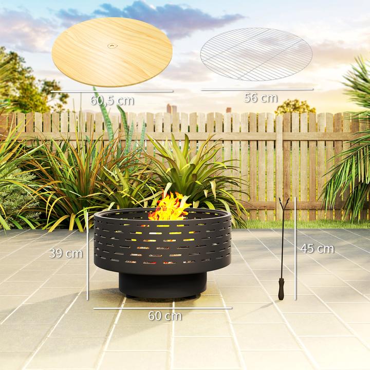 Produktbild Outsunny Feuerschale Metall, Edelstahl Kohlegrau (60 cm)