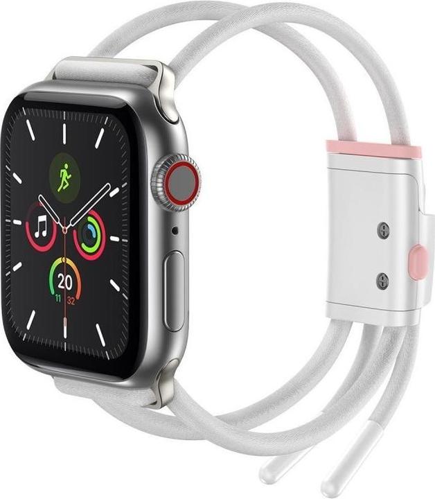 Actual product image Baseus Let's go Series iWatch Strap Lockable Rope for 3,4,5 series38 mm40 mm, WhitePink (Cotton cord, PC, Aluminium alloy)