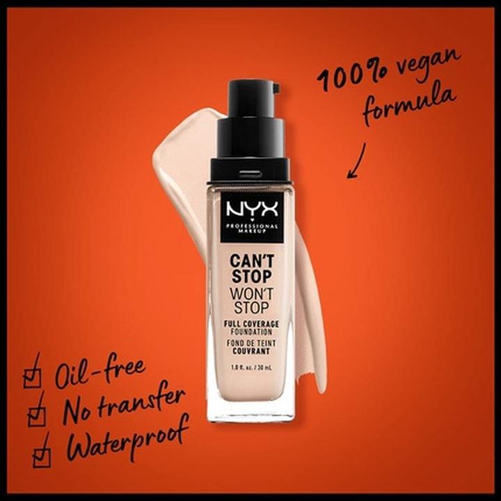 Actual product image NYX Professional Make-Up Full Coverage Foundation - Can't Stop Won't Stop (1.3 Light porcelain)