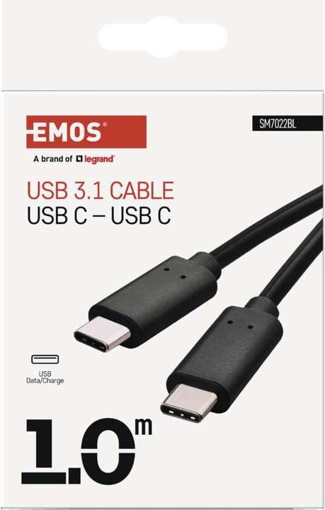 Immagine prodotto Emos Cavo USB 3.1 C maschio - USB 3.1 C maschio 1m, nero (1 m, USB 3.1, 60 W)