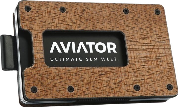 Actual product image Aviator Wallet SLIDE, Wood Carbon Fiber with AirTag Cash Clip