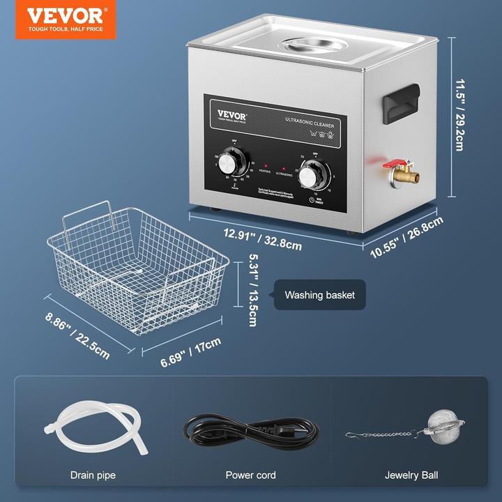 Actual product image Vevor Ultrasonic Cleaner (40 kHz, 10 l)
