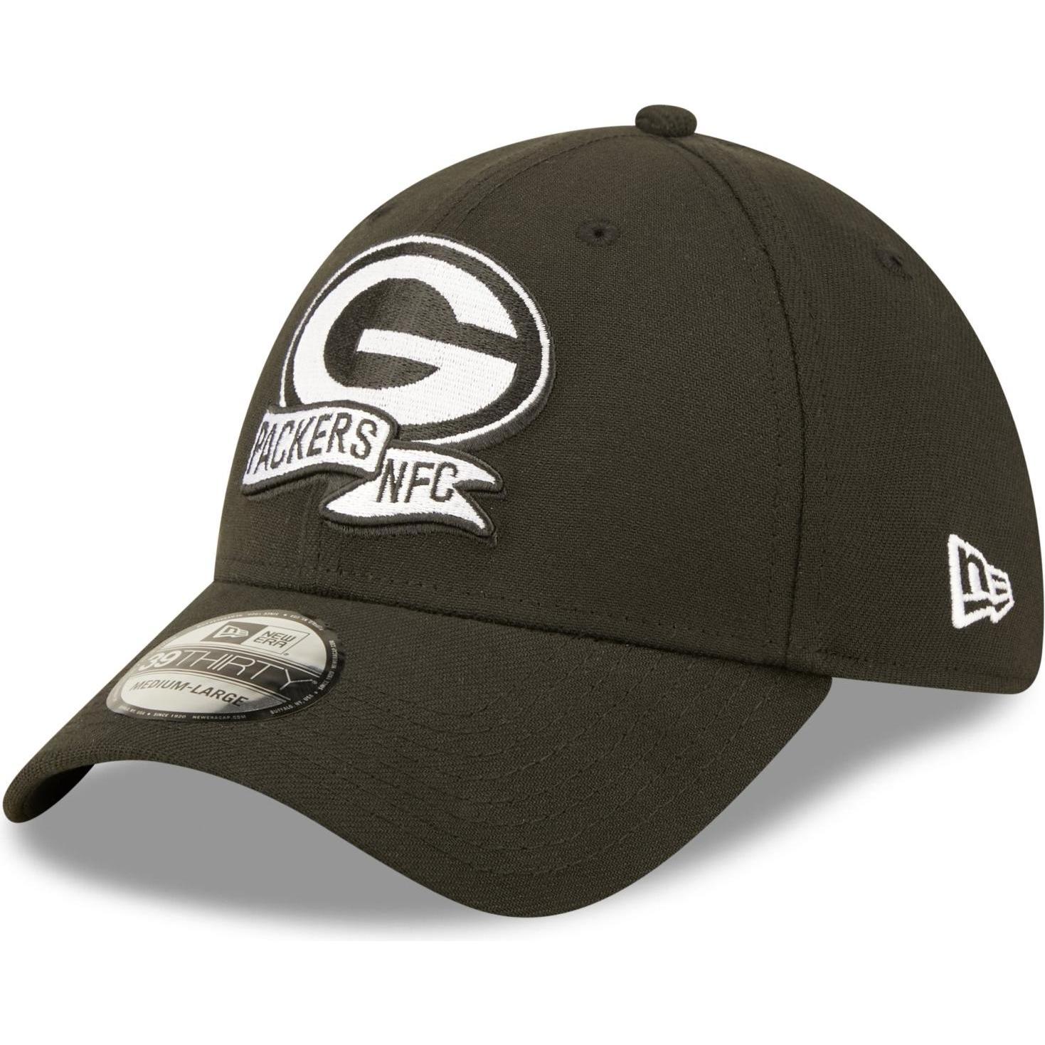New Era, Herren, Cap, 39Thirty Cap - SIDELINE 2022 Green Bay Packers - M/L, Schwarz, (M)