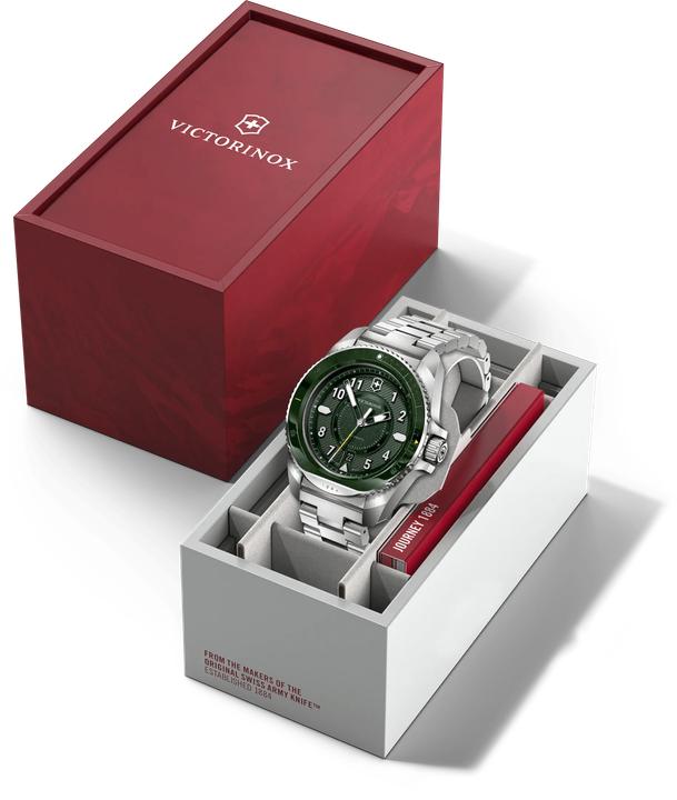 Image du produit Victorinox Journey 1884 Automatic Three hands Steel & Ceramic, montre mécanique, 43 mm, Cadran Vert, Bracelet A (43 mm)