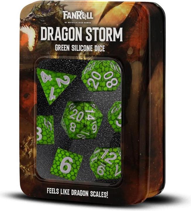 Actual product image FanRoll Dragon Storm Sharp Edge Silicone Würfel Set Green Dragon Scales (7)