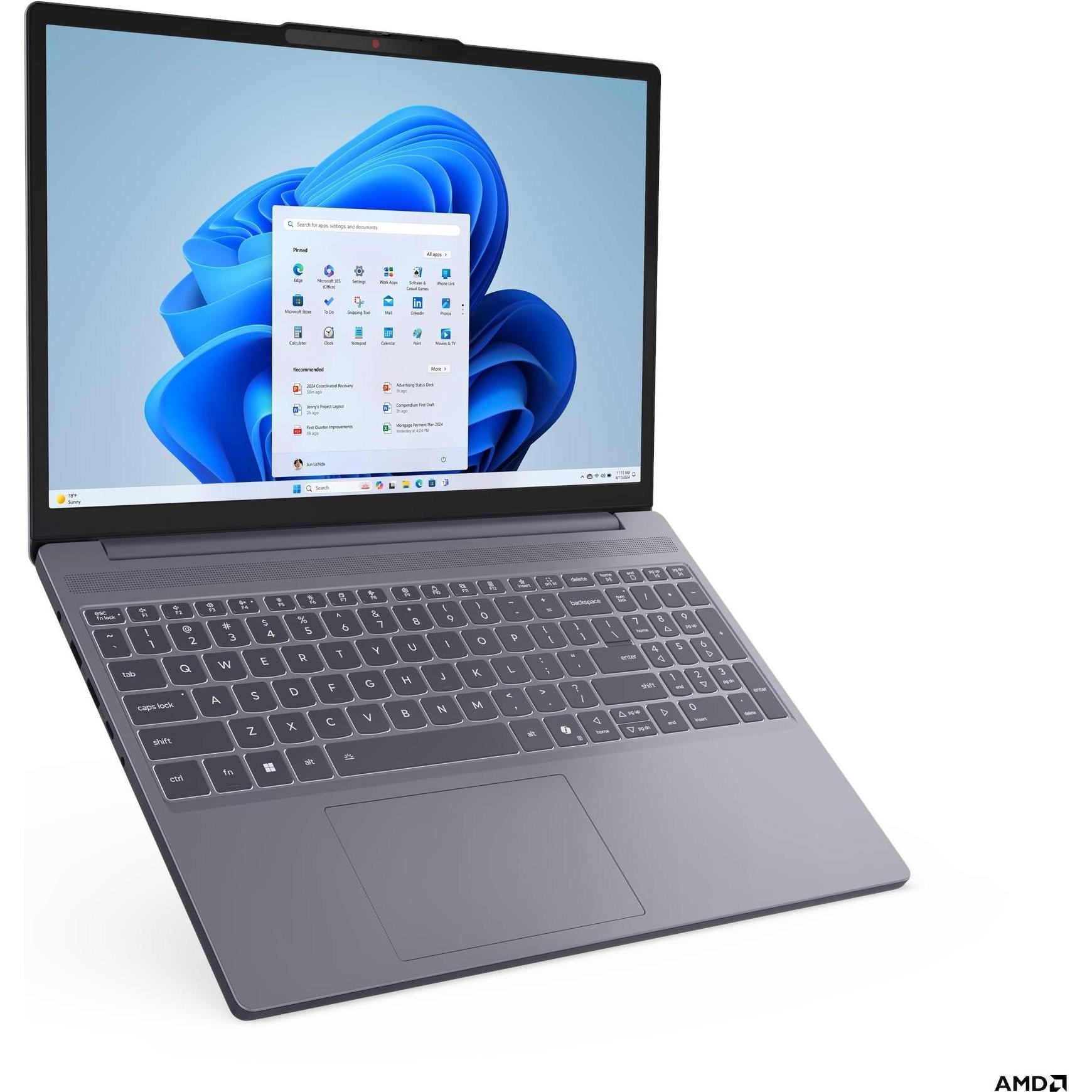 Lenovo IdeaPad Slim 3 (15.30", 512 GB, 16 GB, DE, AMD Ryzen 5 7535HS), Notebook, Grau