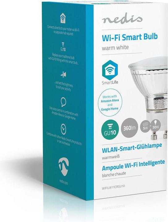 Produktbild Nedis WIFILW11CRGU10 Smart Lighting Intelligente Glühbirne Chrom WLAN (GU10, 330 lm, 1x)