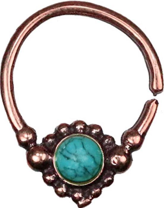 Actual product image Star Piercing Micro Piercing Ring rosegold Kugelblume mit Türkis Stein (without brass, Bronze)