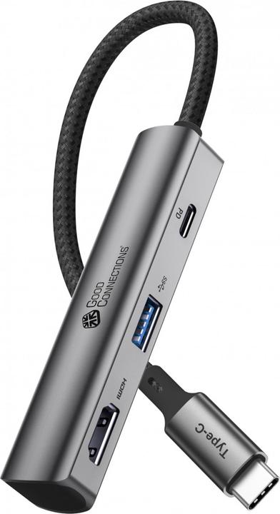 Produktbild Good Connections USB-C -Hub 3-Port 1x HDMI 2.0 PD 94W USB 3.0 A anthrazit Good (USB-C, 3 Ports)