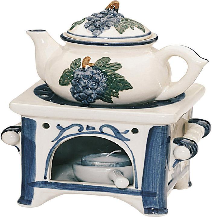 Produktbild G. Wurm Duftlampe aus Keramik, Herd mit Kanne in grau/blau, B12 x T12 x H17 cm