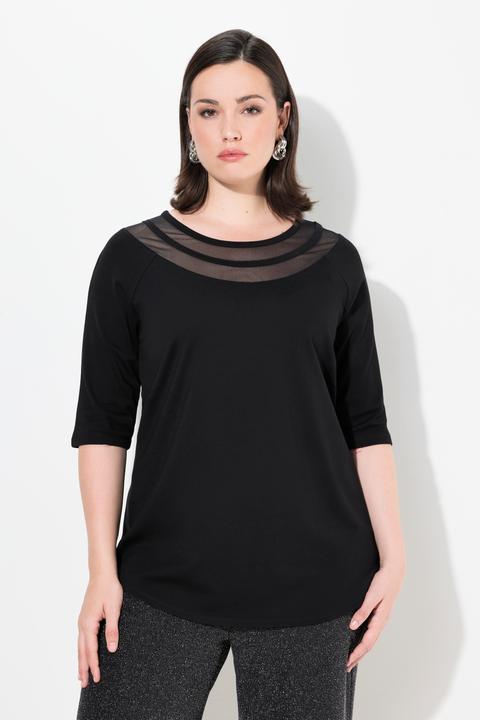 Produktbild Ulla Popken Shirt, Mesheinsatz, Classic, Rundhals, 3/4-Arm (46, 48)