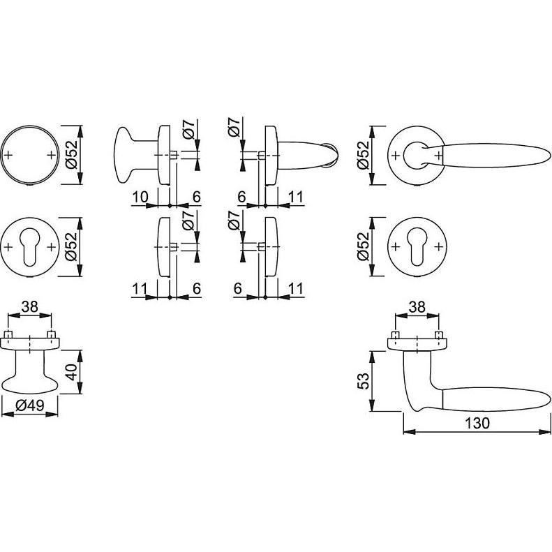 Thumbnail - Hoppe, Türgriff + Fenstergriff, Athinai M156/19KV/19KVS Wechselgarnitur PZ (Türgarnitur)