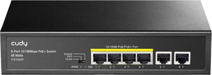 Cudy FS1006P netwerkswitch Fast Ethernet (10/100) Power over Ethernet (PoE) Zwart (6 Havens)