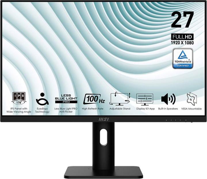 Image du produit MSI PRO MP275PDE 27" IPS noir (1920 x 1080 pixels, 27")