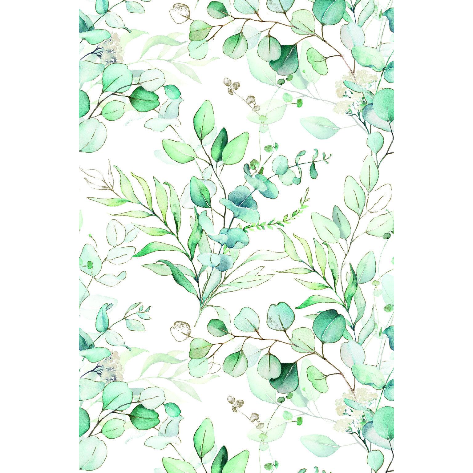 Pol Mak, Tovaglia, Farbe Eucalyptus Twigs Blumenpapiertischdecke 120x180 cm (180 x 120 cm)