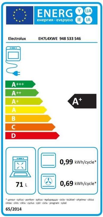 Energy Label Electrolux Built-in Cooker EH7L4XWE White