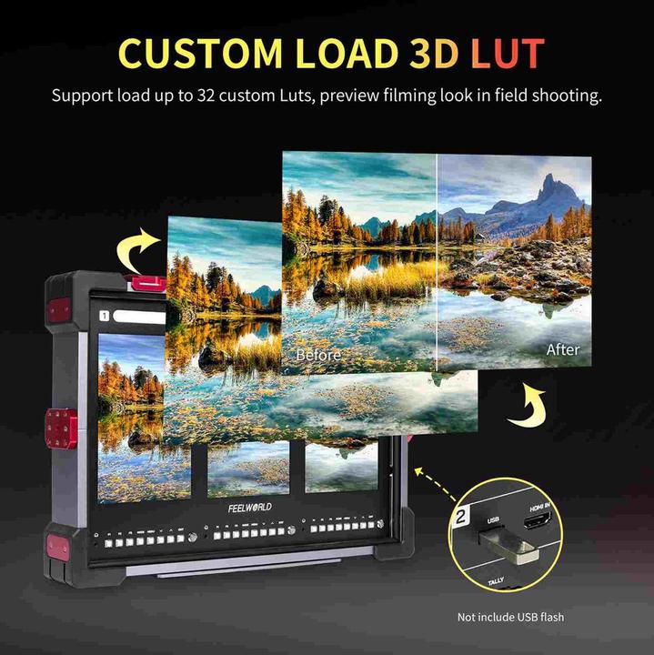 Actual product image Feelworld PS101 Triple 10.1 inch Vertical Display Monitor (10.10")