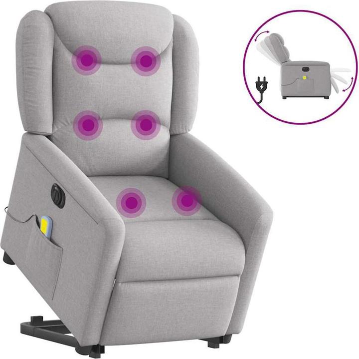 Actual product image VidaXL Massage chair with stand-up aid electric cloud grey fabric
