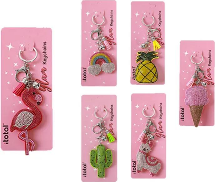 Actual product image Roost Keychain rhinestones XL1437 6 motifs ass.