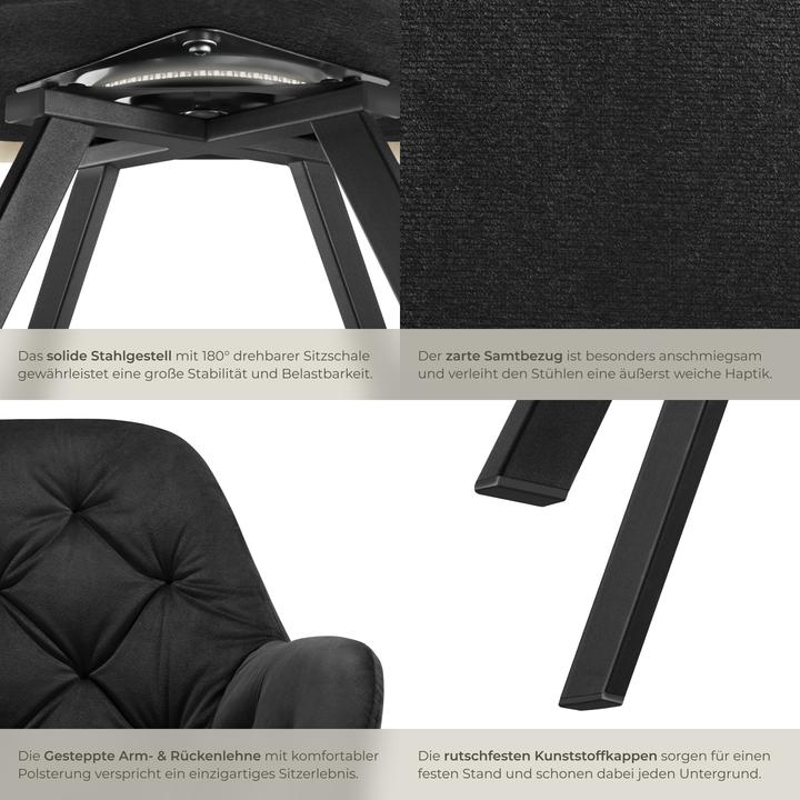 Actual product image tectake Rotatable velvet armchair Lucia, upholstered