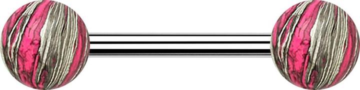 Produktbild Star Piercing Barbell silber mit zwei Kugeln pink elektrisch Beschichtet (Chirurgenstahl 316L, ohne Messing)