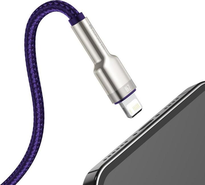 Actual product image Baseus USB cable for Lightning Cafule, 2.4A, 2m (purple) (2 m, USB 2.0, 10 W)